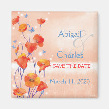 BridalHeaven Mohnblumen-Save the Date Einladungs-M Kühlschrankmagnete