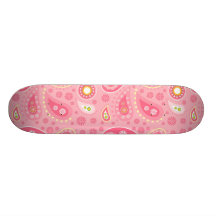 Bright and Pretty Pink Paisley Pattern Skateboard Deck