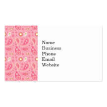 Bright and Pretty Pink Paisley Pattern Business Card Templates