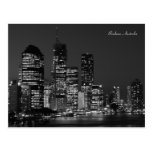 Brisbane-Stadt, Nacht - Schwarzweiss - Postkarte