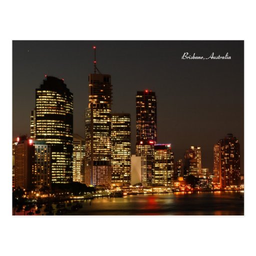 Brisbane-Stadt, NachtSkyline, Austraila Postkarte