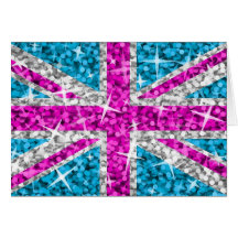 BRITISCHE rosa Grußkarte des Glitz
