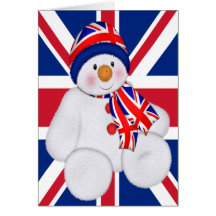 BRITISCHER WeihnachtsSchneemann Grußkarte