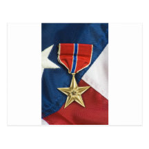 Bronzestern auf amerikanischer Flagge Postkarten