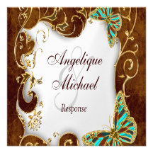 Brown-Aquagoldland WARTEhochzeit Personalisierte Einladungen