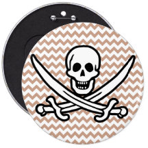 Brown Chevron Pattern Jolly Roger Pins