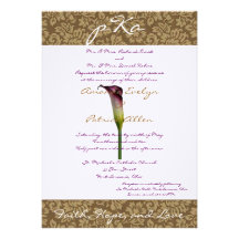 Brown-Damast, der Inv. Wedding ist Personalisierte Einladung