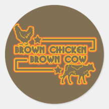 Brown-Huhn-Brown-Kuh Runde Aufkleber