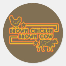 Brown-Huhn-Brown-Kuh Runde Aufkleber