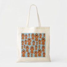 Brown-Hunde auf hellblauem. Einkaufstasche