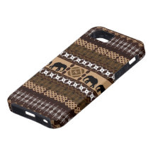 Brown u. beige afrikanisches Muster mit Elefanten iPhone 5 Etui