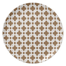 Brown u. weißes Quadrat-Muster-Platte Teller