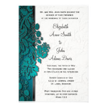 Bruch durch Damast aquamarines Wedding Invitatio Personalisierte Einladung