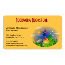 Buchladen-Bücherwurm-Visitenkarten