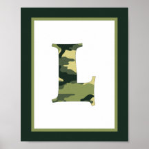 Buchstabe L Camouflage-Grün-Monogramm-Initialen-Wa Plakat