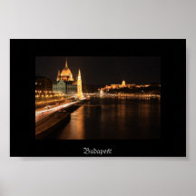 Budapest-Nacht von Margit-Brücke, Parlament, Posterdruck