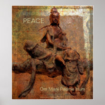 Buddasava von Gnade 觀音菩薩 W/Tibetan Beschwörungsfor Posterdruck