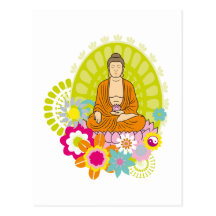 Buddha in den Frühlings-Blumen Postkarte
