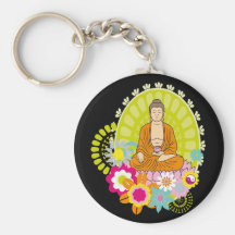 Buddha in den Frühlings-Blumen Schlüsselanhänger