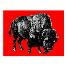 Büffel-amerikanischer Bison-Vintager hölzerner Sti Postkarten