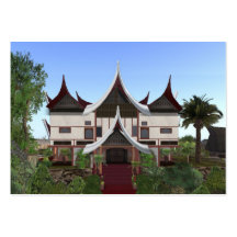 Büffel-Horn-Zuhause-Karte ACEO ATC Minangkabau Visitenkarten Vorlage