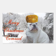 Bulldoggen-Weihnachten 3 Rechteckige Sticker