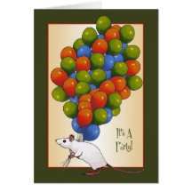 Bunte Ballone, weiße Maus: Party Einladung Grußkarte