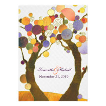 Bunte Fall-Liebe-Baum-moderne Hochzeits-Einladung