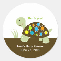 Bunte moderne Schildkröte-Babyparty oder Geburtsta Runder Sticker