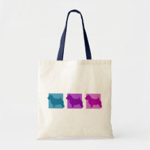 Bunte Norwich-Terrier-Silhouetten Tragetaschen