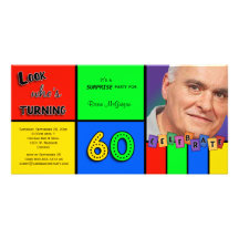 Bunter Blick Whos, das Geburtstag 60 dreht, laden  Photo Grußkarte