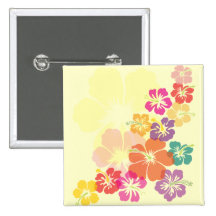 Bunter Hibiskus Button