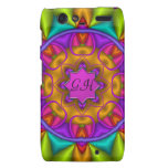 Bunter Kaleidoskopkasten mit Monogramm Droid RAZR Hülle