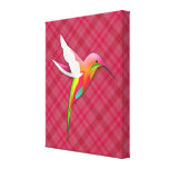 Bunter Kolibri mit klarem rosa kariertem Leinwanddruck