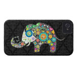 Bunter Retro Blumen-Elefant-Entwurf iPhone 4 Case-Mate Hüllen