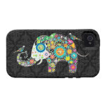 Bunter Retro Blumen-Elefant u. Vögel Case-Mate iPhone 4 Case