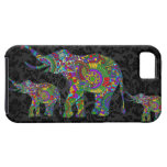 Bunter Retro Entwurf des Blumen-Elefant-3 iPhone 5 Schutzhüllen