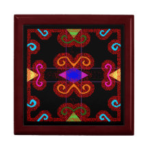 Bunter schwarzer geometrischer mexikanischer Arttr Schmuckschachteln