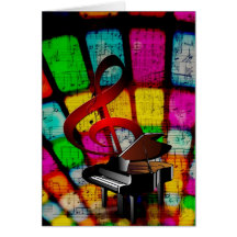 Bunter und toller dreifacher Clef und Klavier Karte