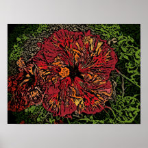 Buntes Blumenplakat des künstlerischen Hibiskus