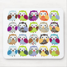 Buntes Eulen-Muster Mousepads