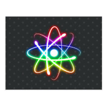 Buntes glühendes Atom - Gruß-Postkarte
