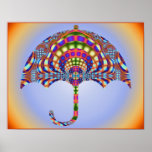 Buntglas-Regenschirm-Druck mit Grenze Plakat