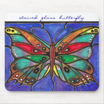 Buntglas-Schmetterling--coole Kunst zum zu tragen  Mousepad