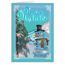 Buon Natale italienischer Karten-Schneemann froher