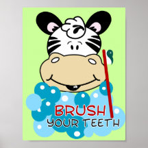 Bürsten Sie Ihren Zähnezebra-Badezimmer-Kunst-Druc Posterdrucke