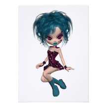 Butike Gothique Maskottchen Goth Mädchen 9 Personalisierte Einladung