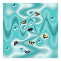 Butterfly on green Silk with Pearls Personalisierte Einladung