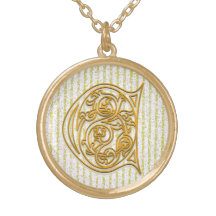 C-Anfangsmonogramm-"Goldpin-Streifen-" Halskette