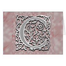 C Monogram "Silver Stone" Note Card Greeting Card